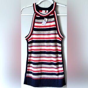 NWT GAP Crochet Fitted High Neck Sleeveless Halter sweater S